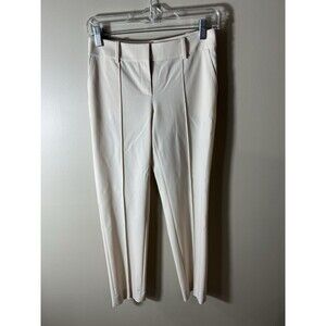 St John Emma Pants Size 0 Lightweight Wool Blend Stretch Straight Leg Beige